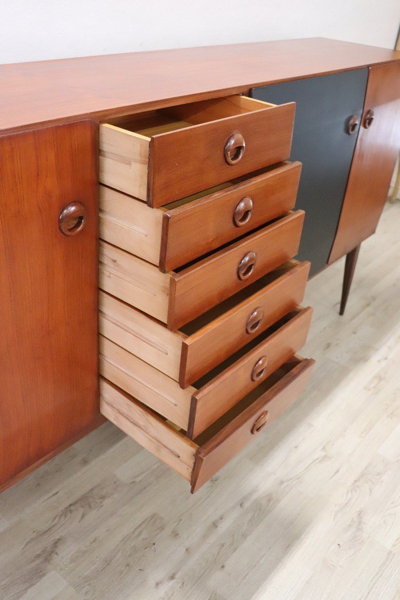 Long Sideboard In Teak Veneer, 1960s-photo-6