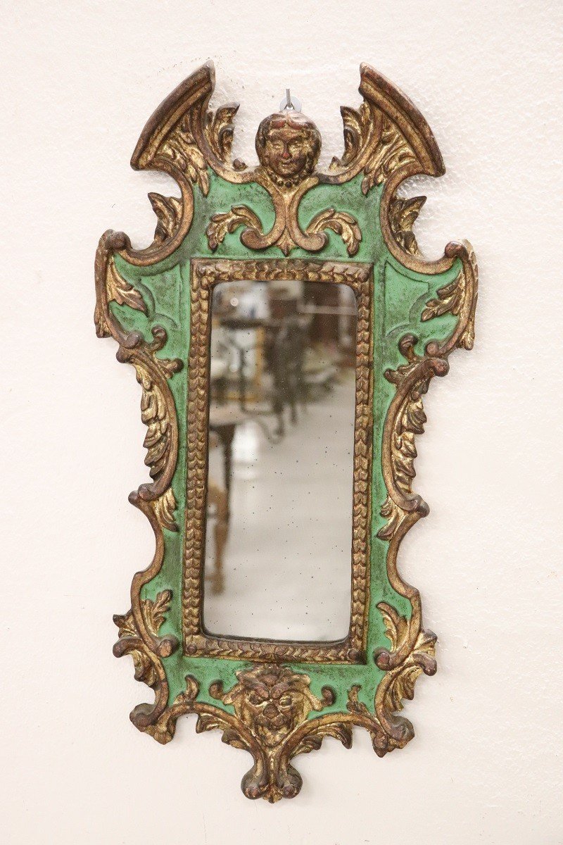 Carved Wood Wall Mirror, 1980s-photo-2