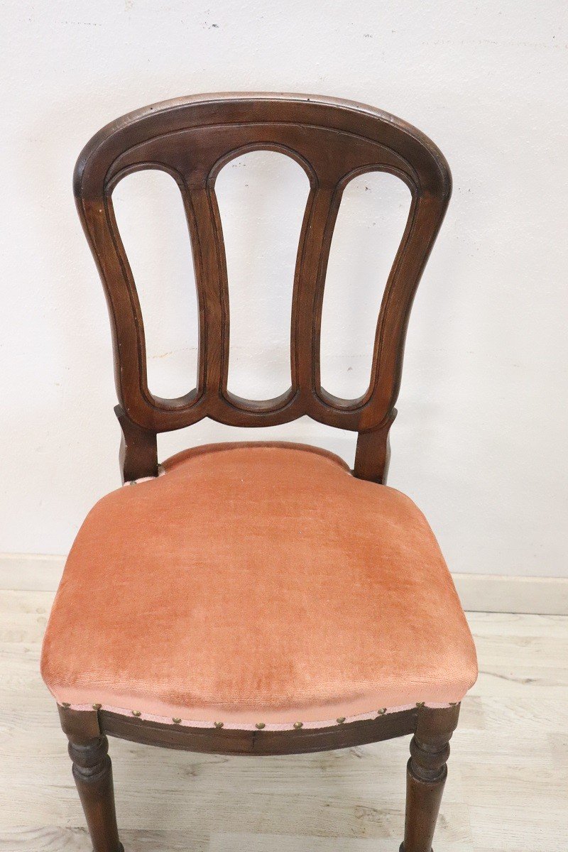 19th Century Chair In Beech Wood With Velvet Seat-photo-2