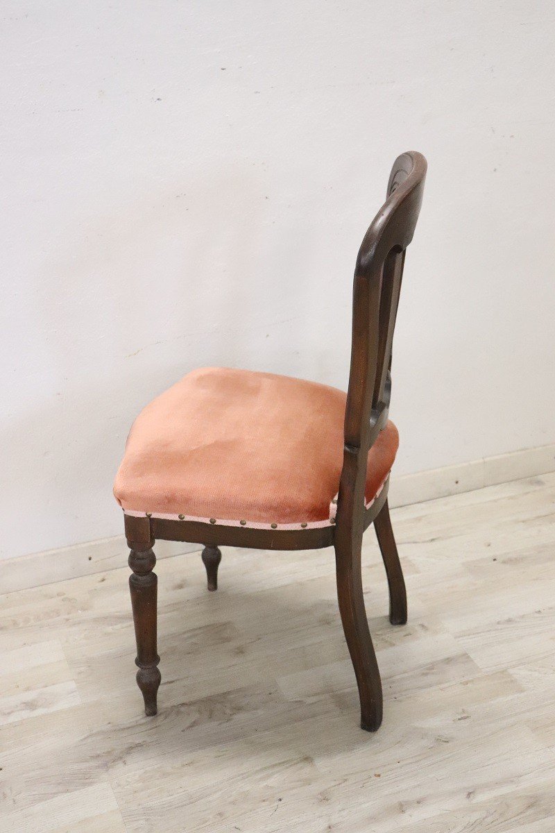 19th Century Chair In Beech Wood With Velvet Seat-photo-4