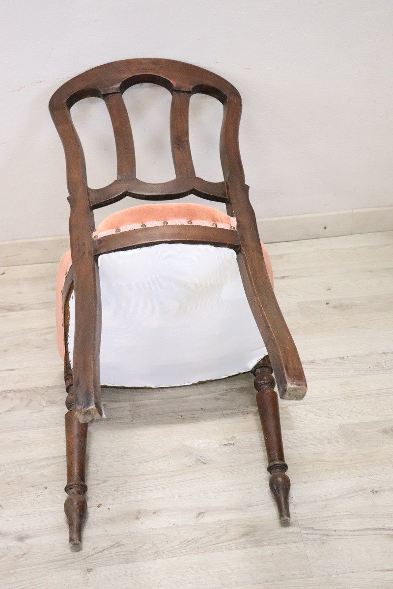 19th Century Chair In Beech Wood With Velvet Seat-photo-6