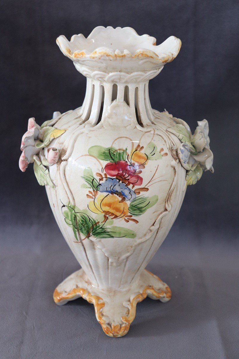 Hand-painted Ceramic Vase By Bassano, 1990s-photo-2