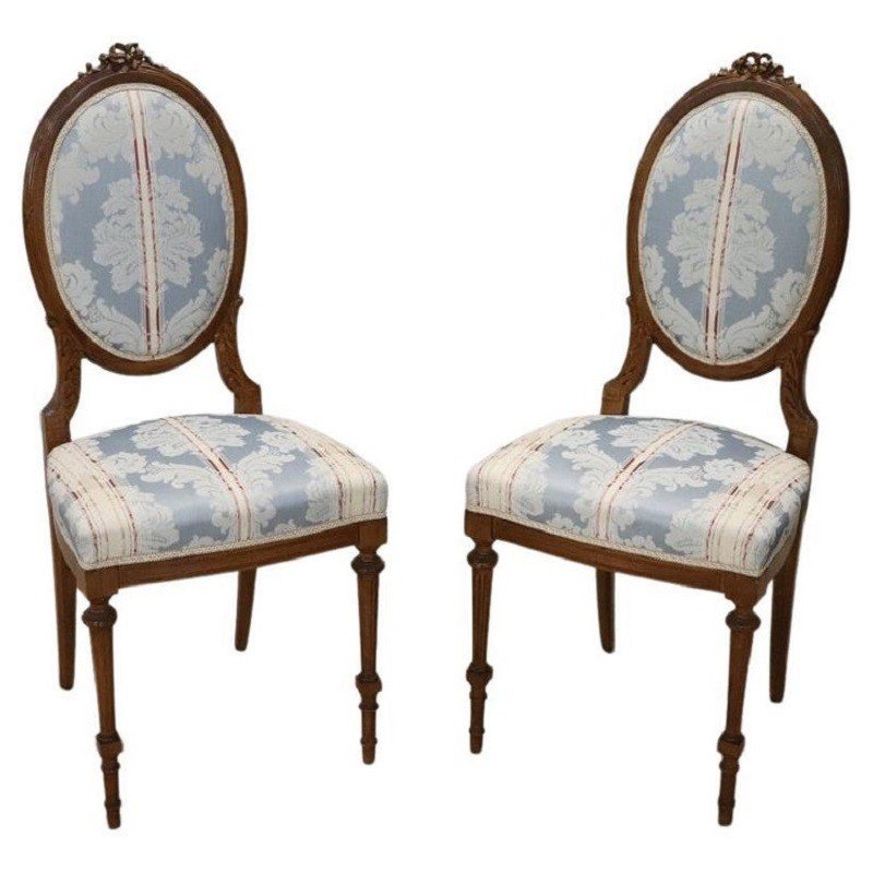 Chaises Début 20ème Siècle En Hêtre Sculpté, Set De 2