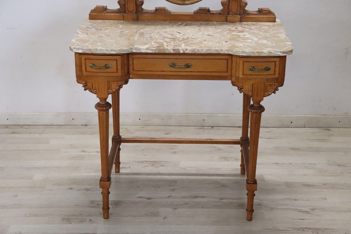 Cherry Dressing Table With Stool, Early 20th Century-photo-2