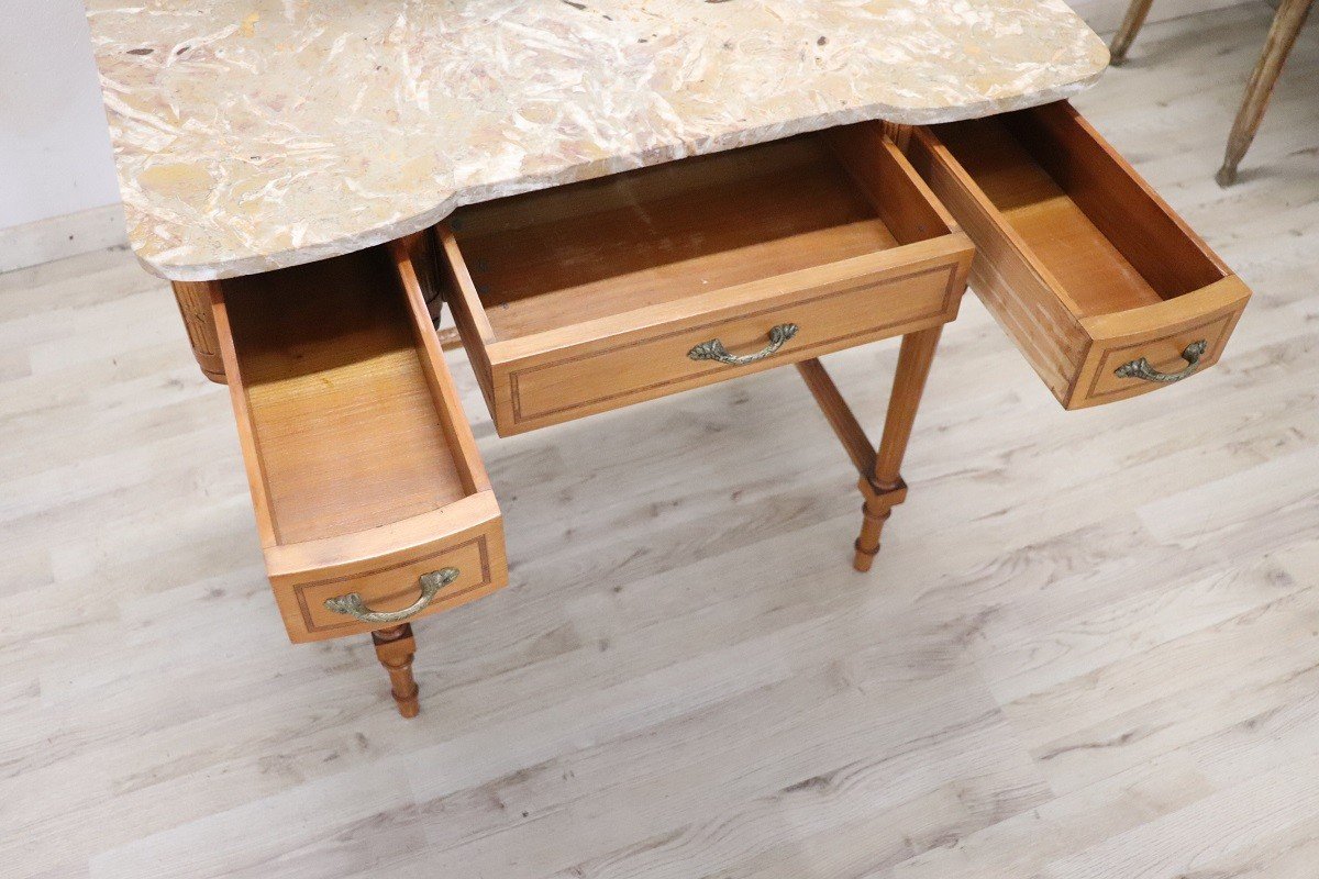 Cherry Dressing Table With Stool, Early 20th Century-photo-3