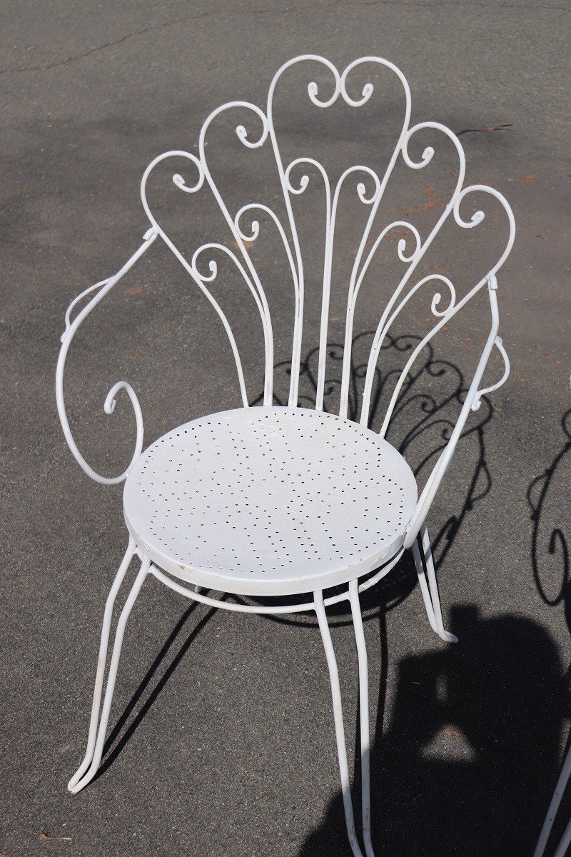 Garden Set In White Iron With Table And Armchairs, 1970s-photo-4