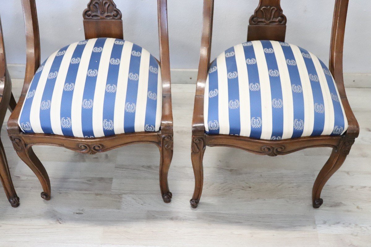 Dining Chairs In Carved Walnut, Early 19th Century, Set Of 4-photo-2