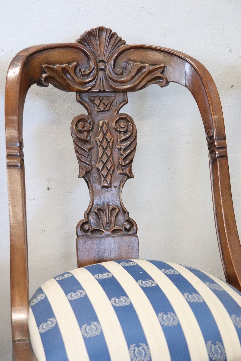 Dining Chairs In Carved Walnut, Early 19th Century, Set Of 4-photo-5