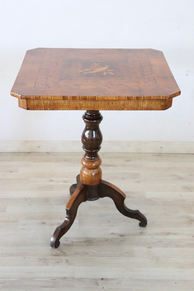 Mid 19th Century Inlay Walnut Tripod Table-photo-1