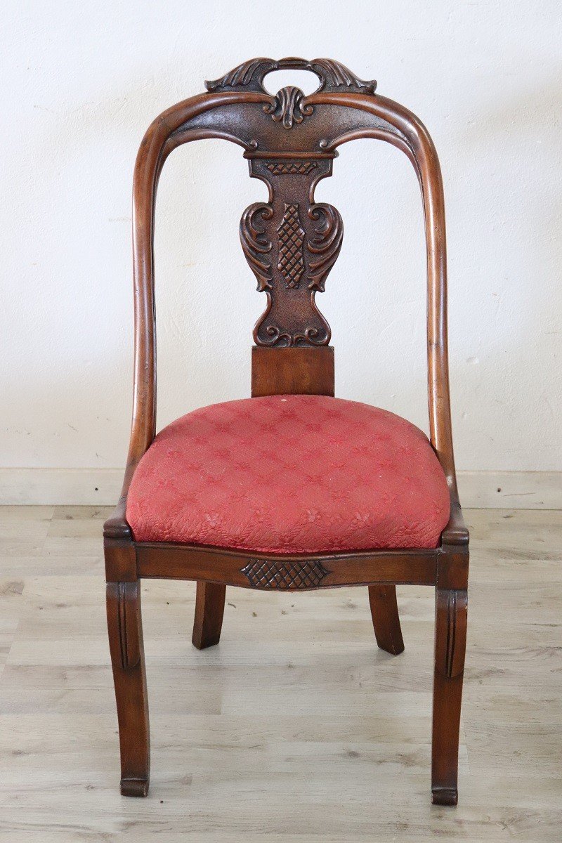 Early 19th Century Chairs In Carved Walnut, Set Of 2-photo-2