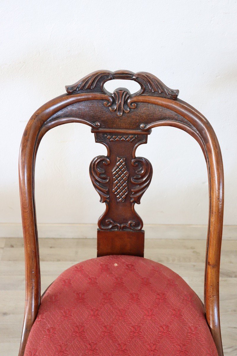 Early 19th Century Chairs In Carved Walnut, Set Of 2-photo-3