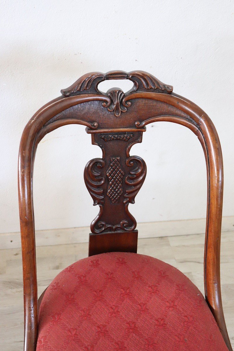 Early 19th Century Chairs In Carved Walnut, Set Of 2-photo-1