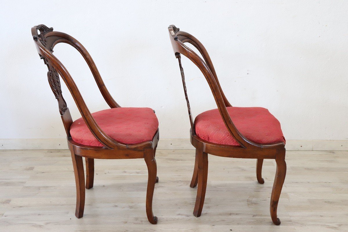 Early 19th Century Chairs In Carved Walnut, Set Of 2-photo-3