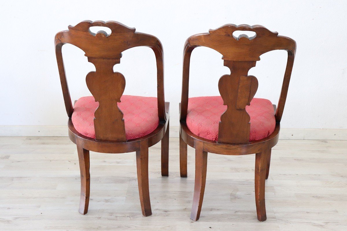 Early 19th Century Chairs In Carved Walnut, Set Of 2-photo-4