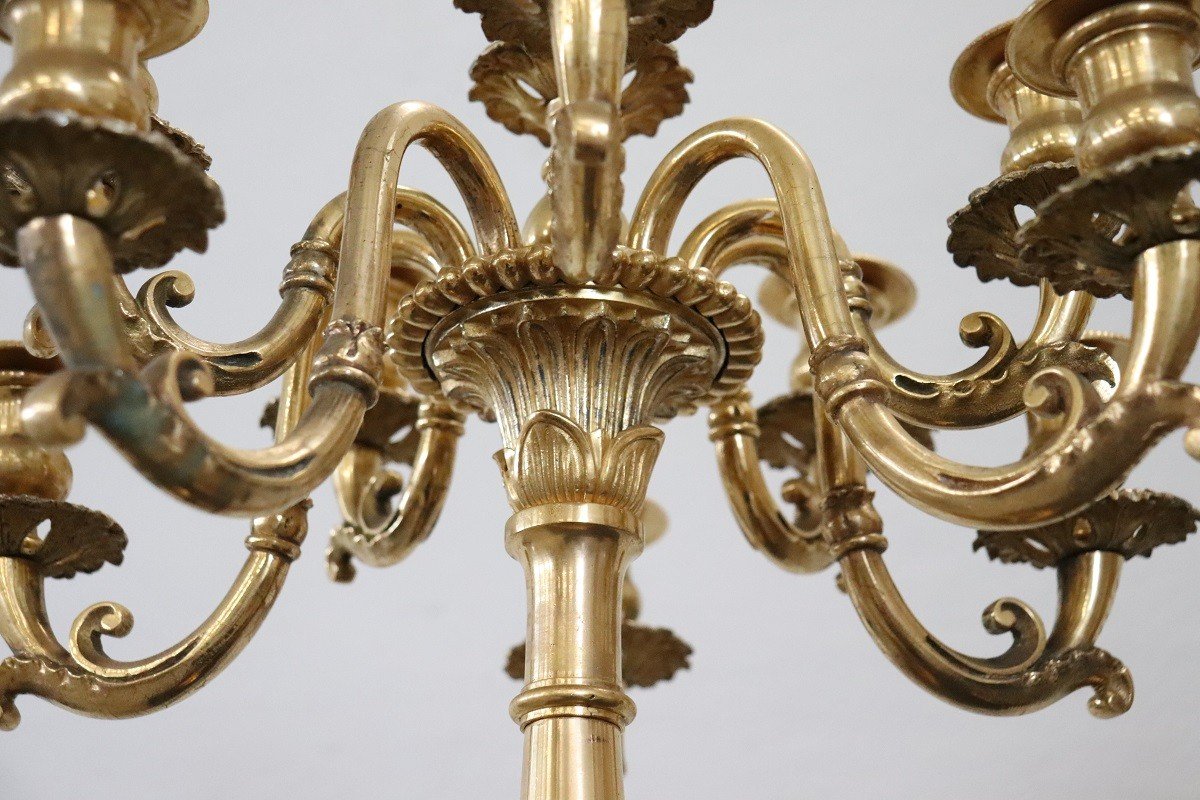 Antique Gilt Bronze Candelabras With Eleven Lights, Late 19th Century, Set Of 2-photo-1