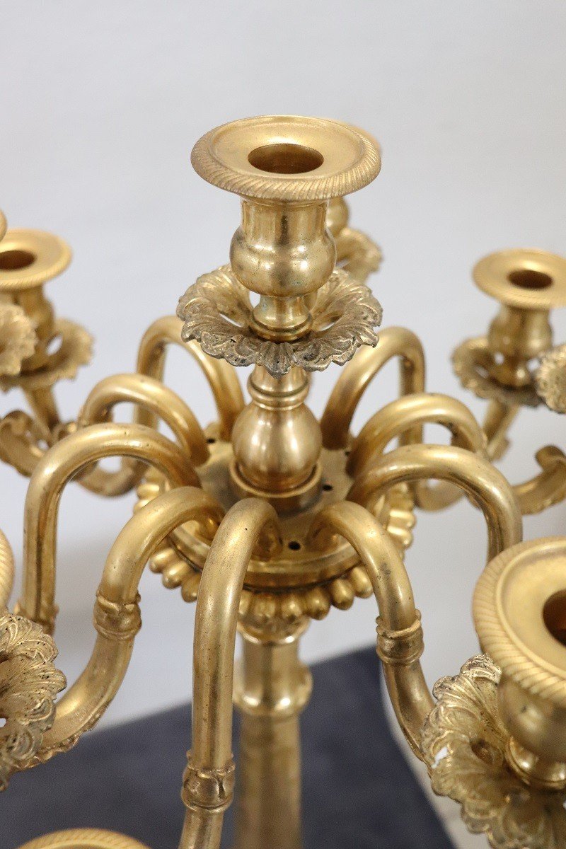 Antique Gilt Bronze Candelabras With Eleven Lights, Late 19th Century, Set Of 2-photo-3