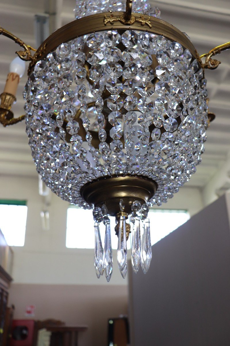 Gilded Bronze And Crystal Chandelier With 10 Bulbs-photo-5