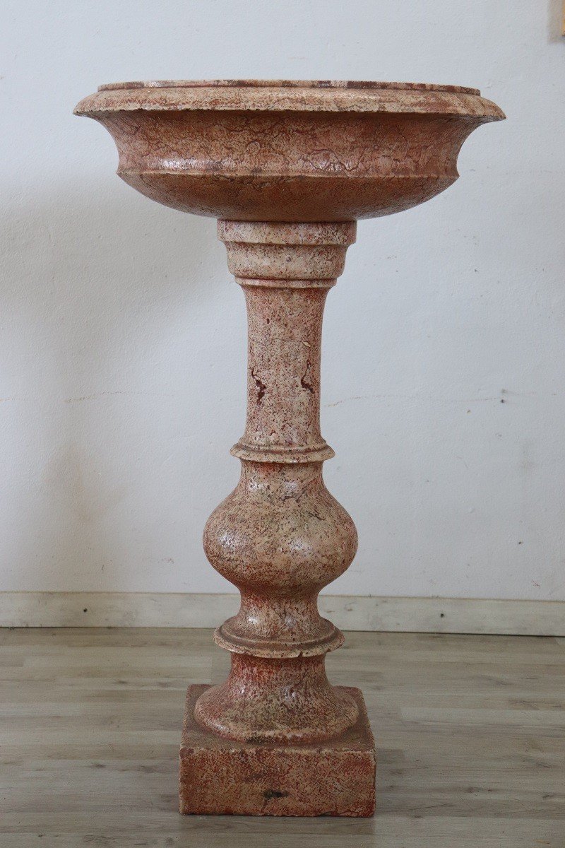 Hand Carved Stone Tub Holy Water Font, Early 20th Century-photo-2