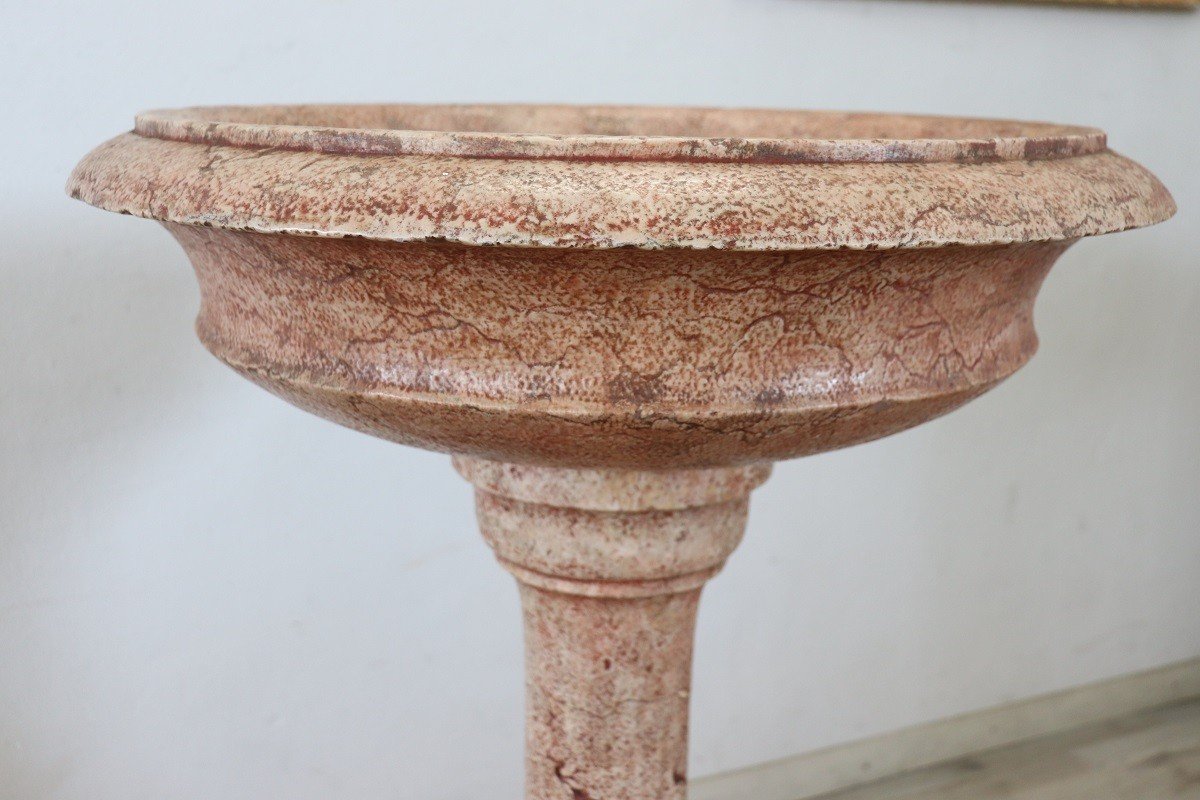 Hand Carved Stone Tub Holy Water Font, Early 20th Century-photo-1