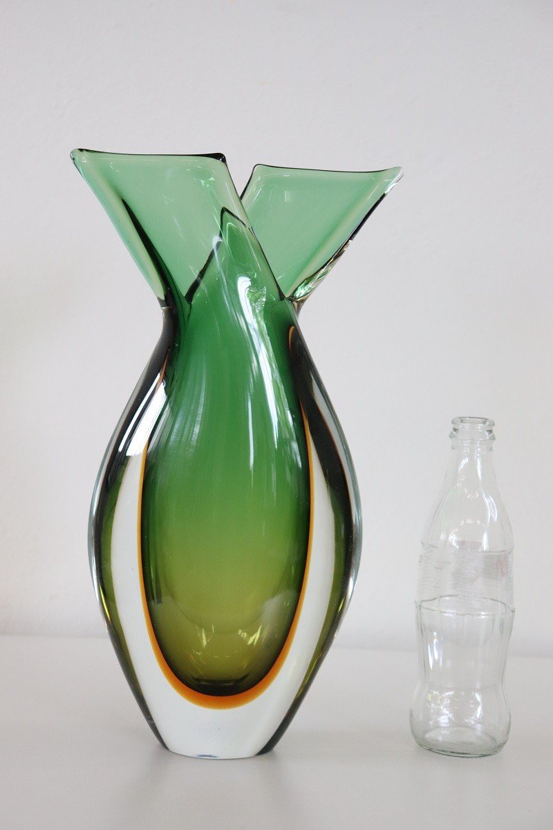 Grand Vase En Verre d'Art De Murano, Italie Flavio Poli Pour Seguso-photo-2