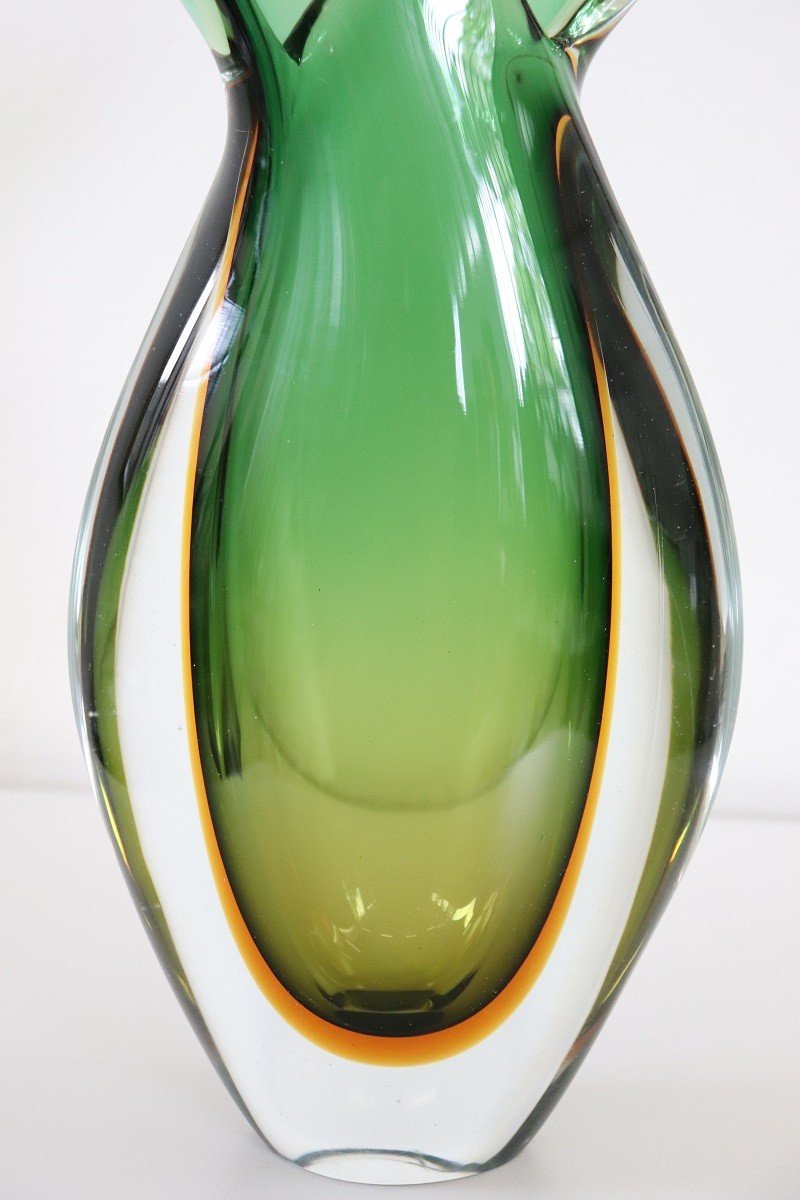 Grand Vase En Verre d'Art De Murano, Italie Flavio Poli Pour Seguso-photo-4