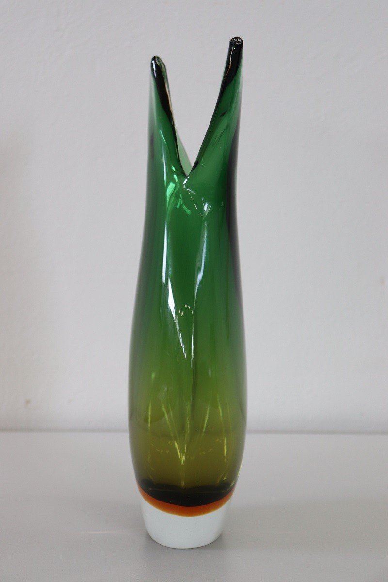 Grand Vase En Verre d'Art De Murano, Italie Flavio Poli Pour Seguso-photo-2