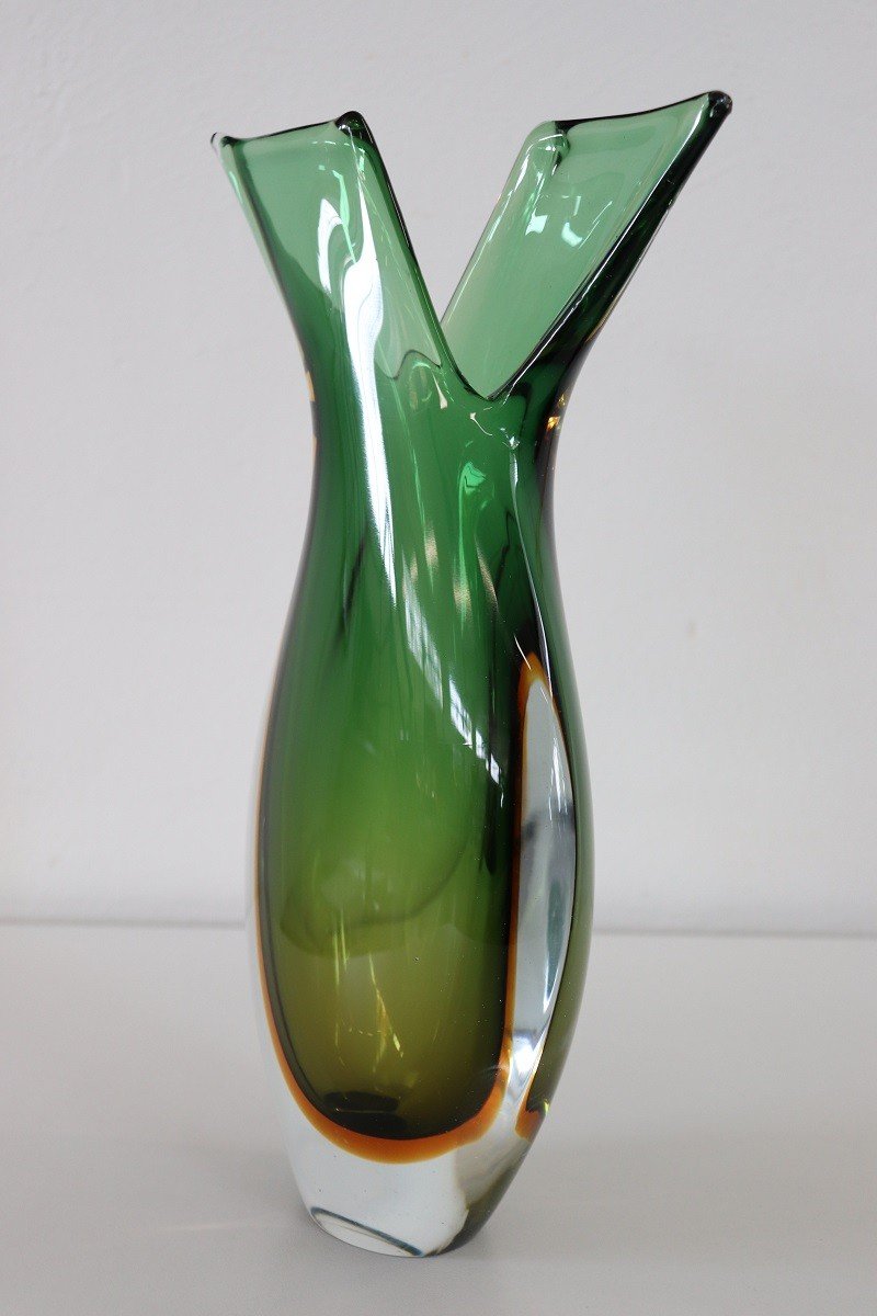 Grand Vase En Verre d'Art De Murano, Italie Flavio Poli Pour Seguso-photo-5