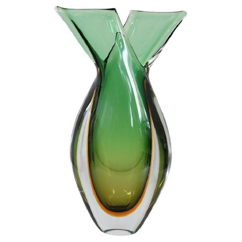 Grand Vase En Verre d'Art De Murano, Italie Flavio Poli Pour Seguso