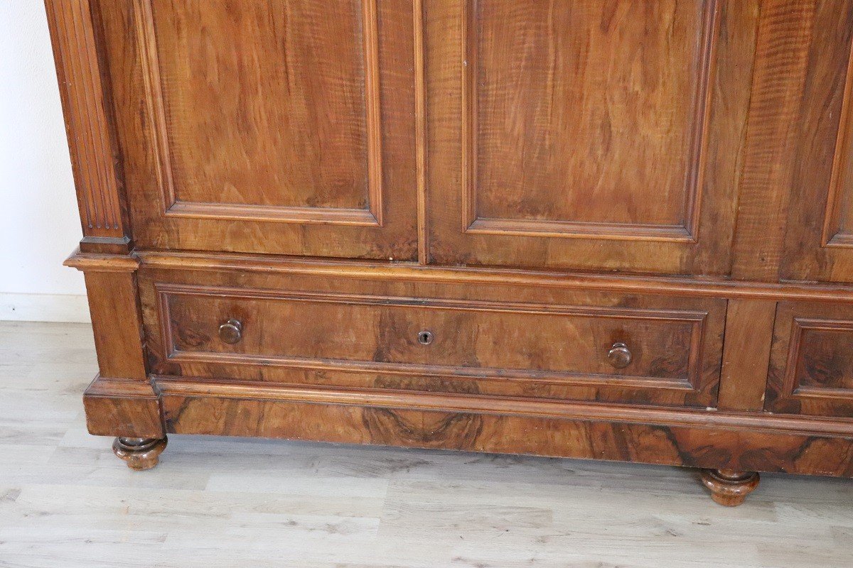 Large Antique Wardrobe In Walnut, Late 19th Century-photo-2