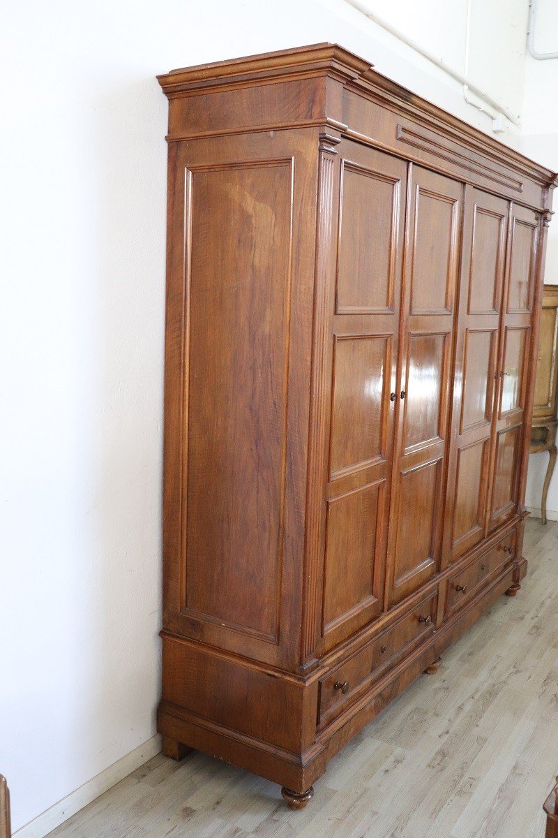 Large Antique Wardrobe In Walnut, Late 19th Century-photo-3