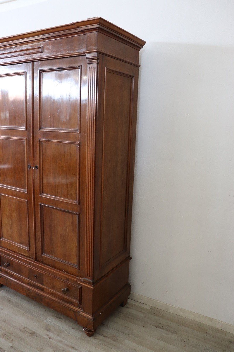 Large Antique Wardrobe In Walnut, Late 19th Century-photo-4