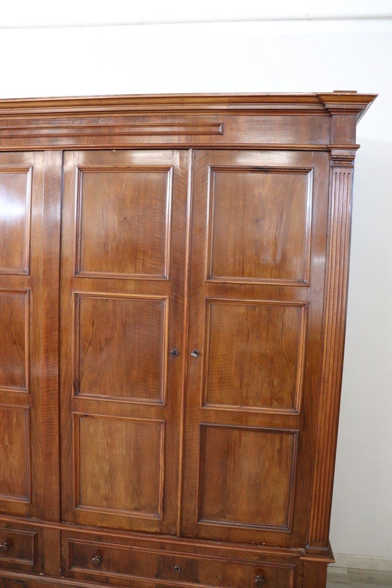 Large Antique Wardrobe In Walnut, Late 19th Century-photo-1