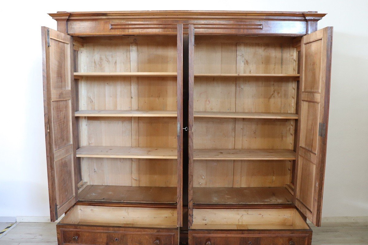 Large Antique Wardrobe In Walnut, Late 19th Century-photo-2