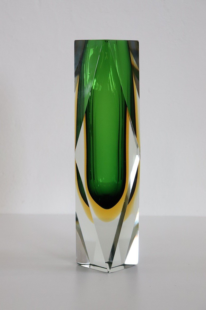 Green Murano Glass Vase By Flavio Poli For A. Mandruzzato, 1960s-photo-4