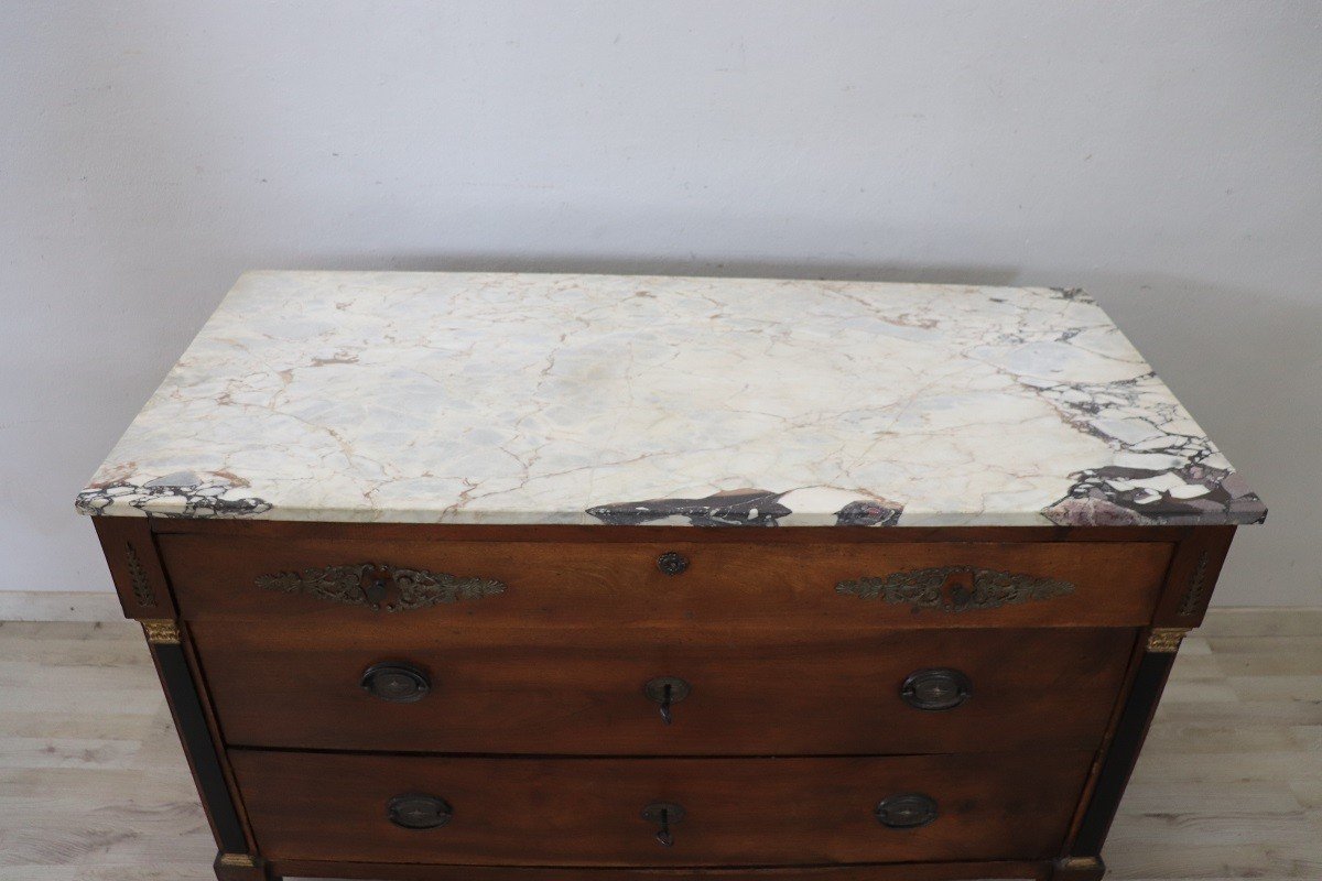 Early 19th Century Chest Of Drawers In Walnut And Marble Top-photo-3