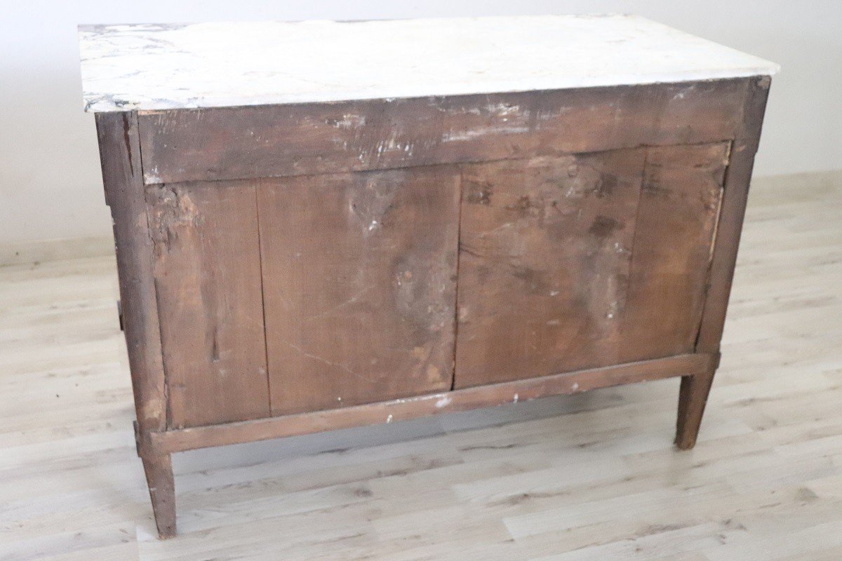 Commode Début 19ème Siècle En Noyer Et Plateau En Marbre-photo-8