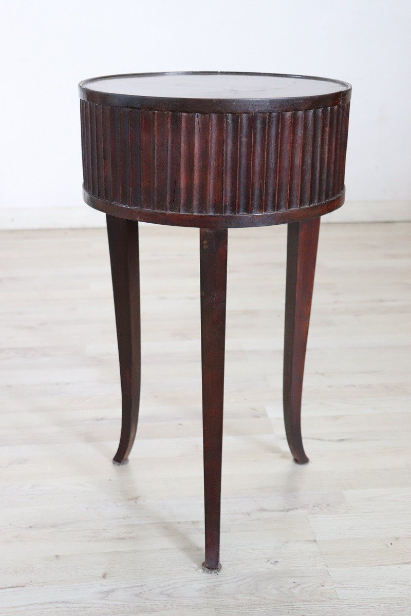 Antique Round Side Table In Walnut, Late 19th Century-photo-2