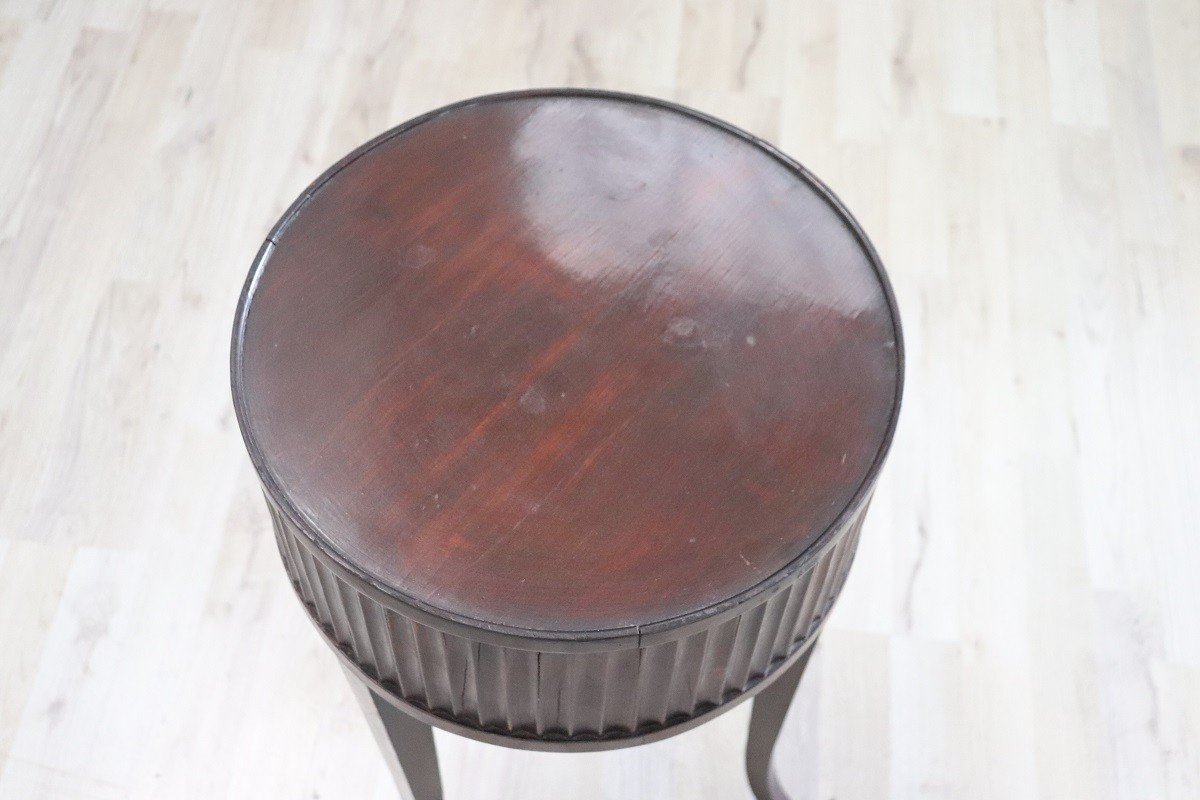 Antique Round Side Table In Walnut, Late 19th Century-photo-1