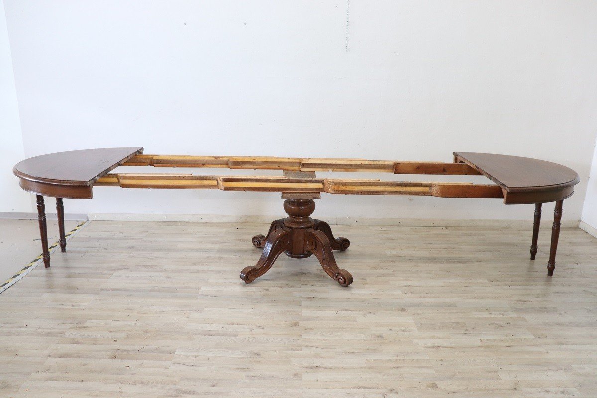 19th Century Oval Walnut Extendable Dining Table-photo-2