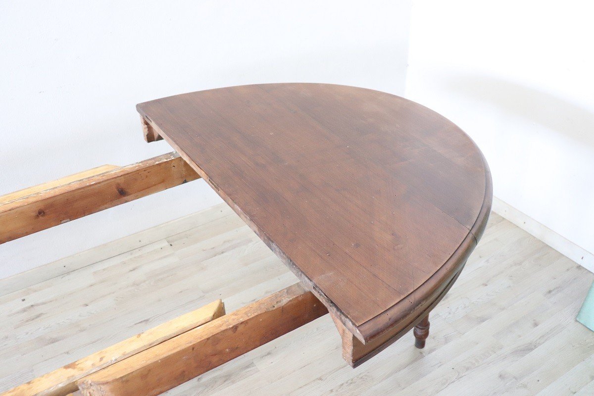 19th Century Oval Walnut Extendable Dining Table-photo-3