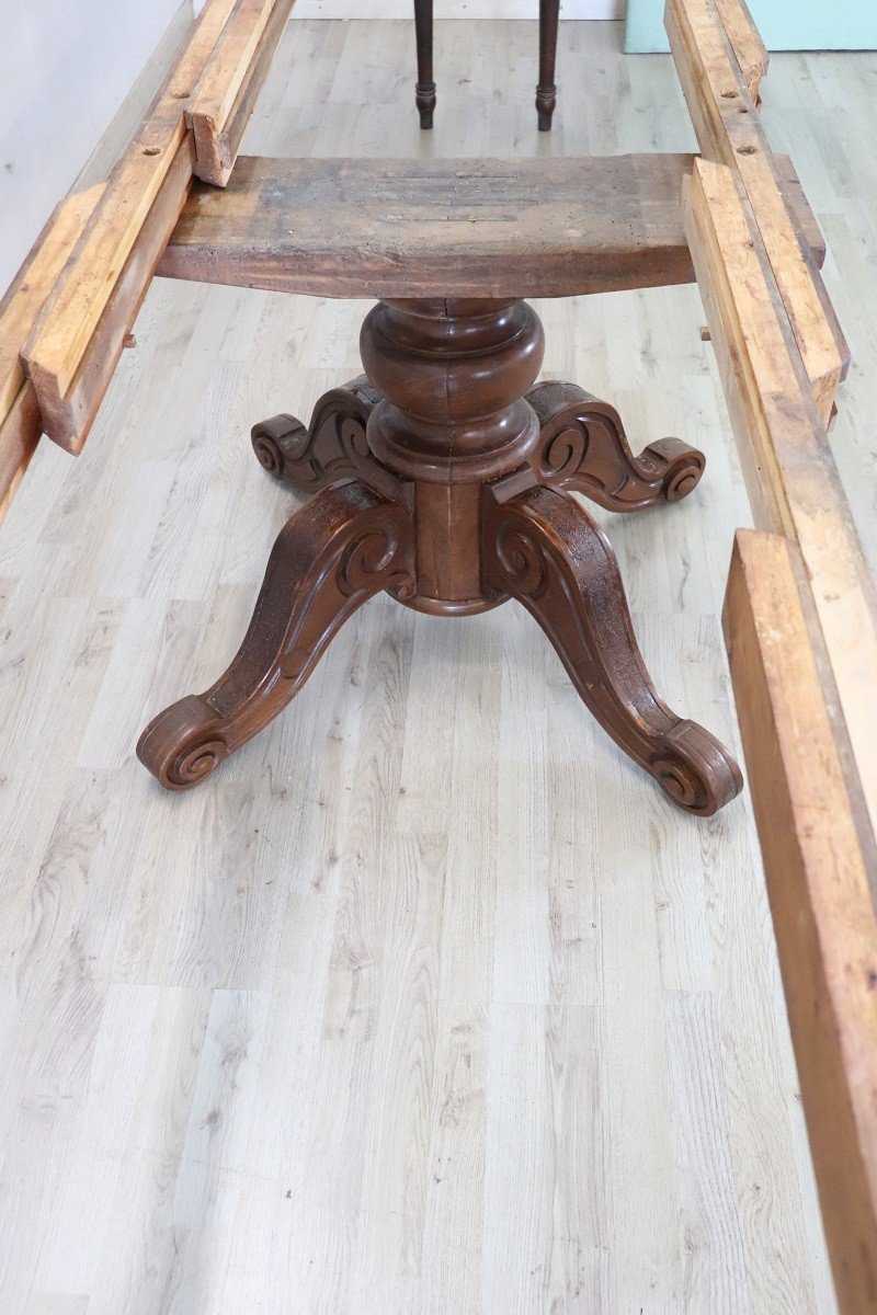 19th Century Oval Walnut Extendable Dining Table-photo-5