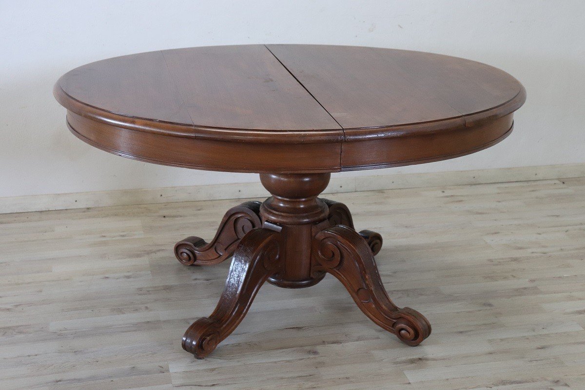 19th Century Oval Walnut Extendable Dining Table-photo-6