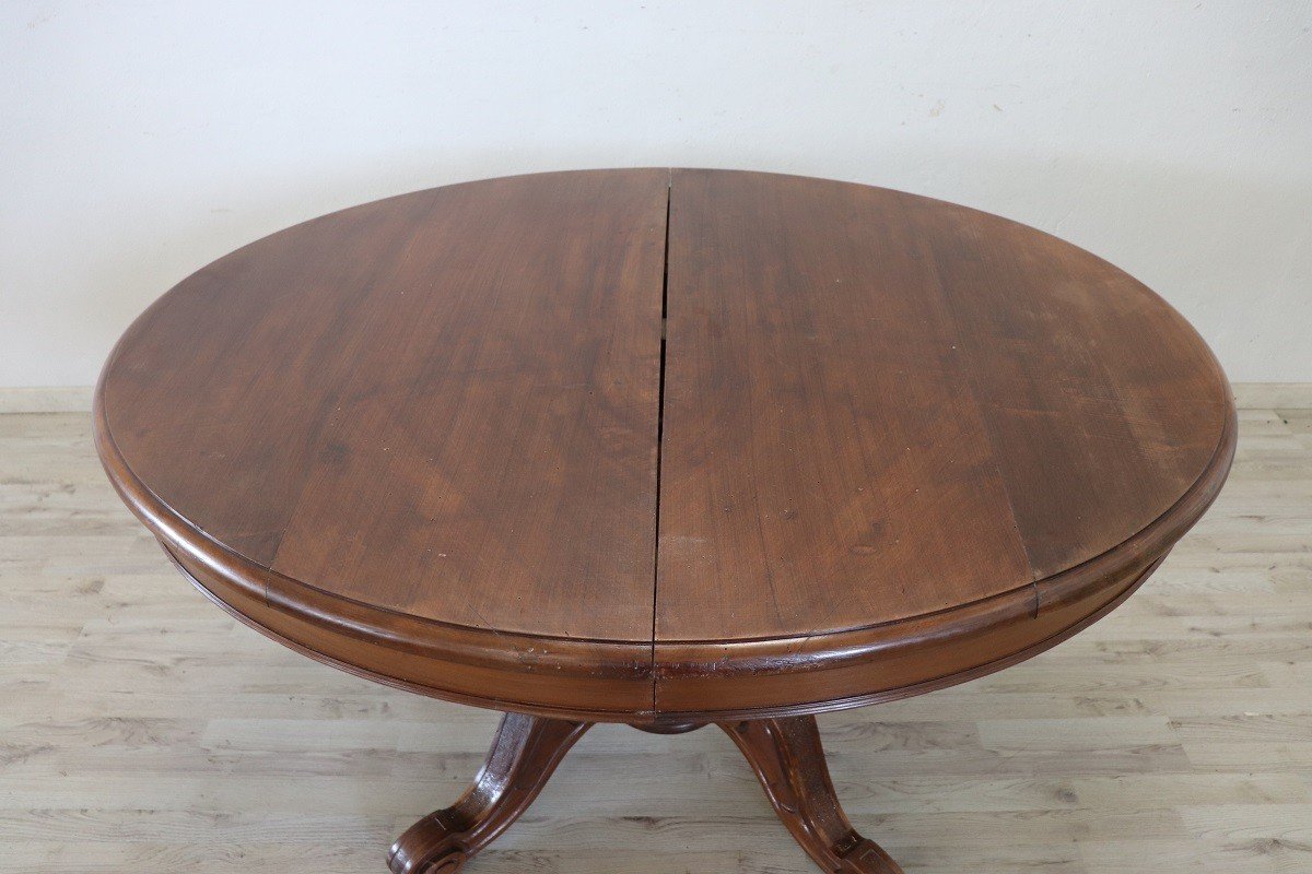 19th Century Oval Walnut Extendable Dining Table-photo-7