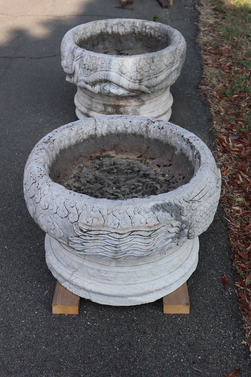 Majestueux Vase en Marbre de Carrare pour Jardins et Extérieurs-photo-2