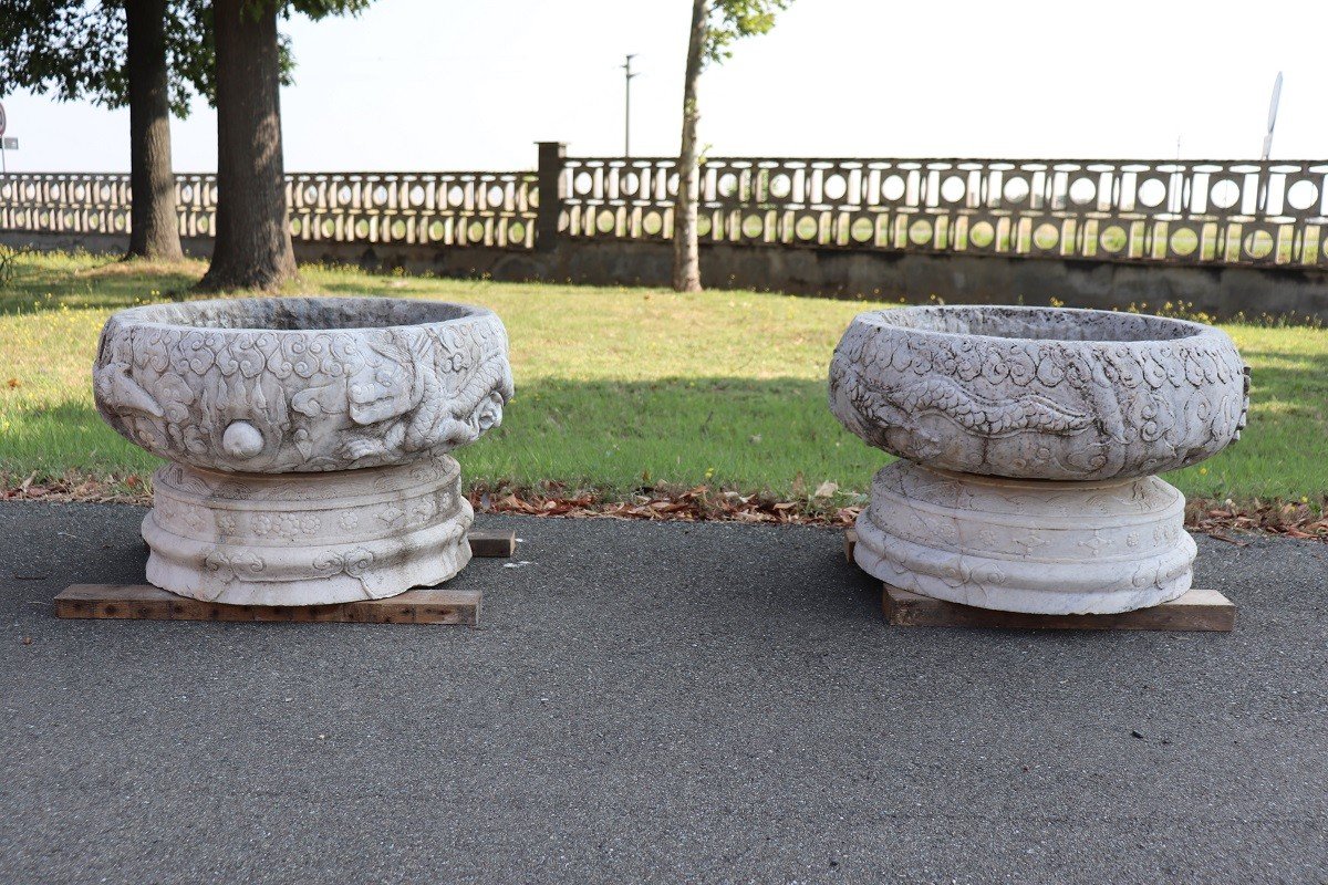 Majestueux Vase en Marbre de Carrare pour Jardins et Extérieurs-photo-7