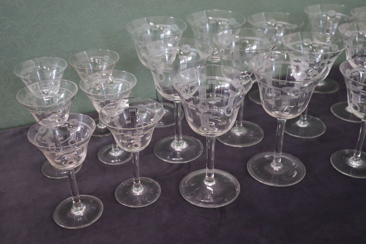 Verres En Cristal, 1970s, Set De 28-photo-4