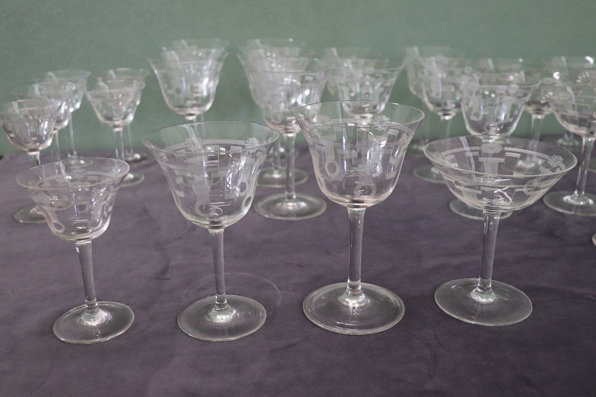 Verres En Cristal, 1970s, Set De 28-photo-1