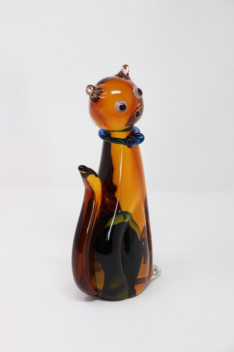 Figurine Chat En Verre De Murano, 1980s-photo-2