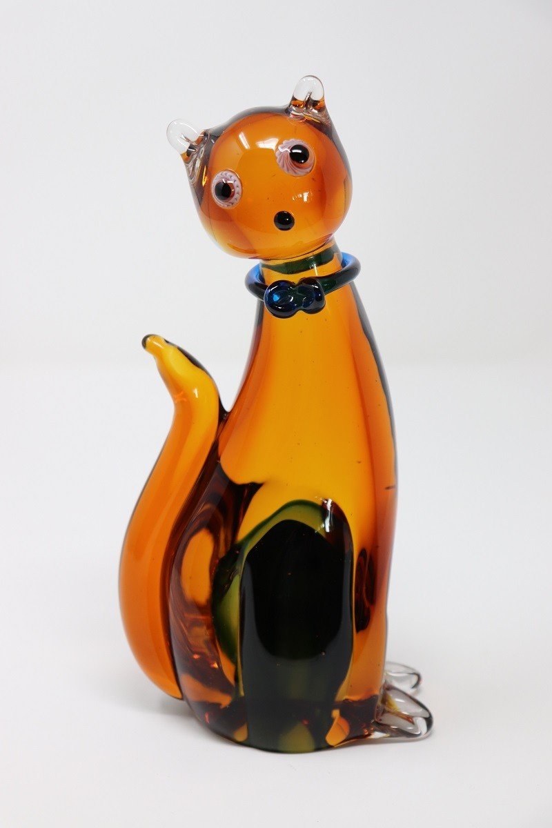 Figurine Chat En Verre De Murano, 1980s-photo-3