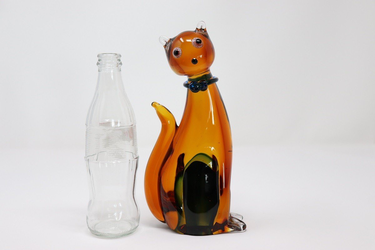 Figurine Chat En Verre De Murano, 1980s-photo-5